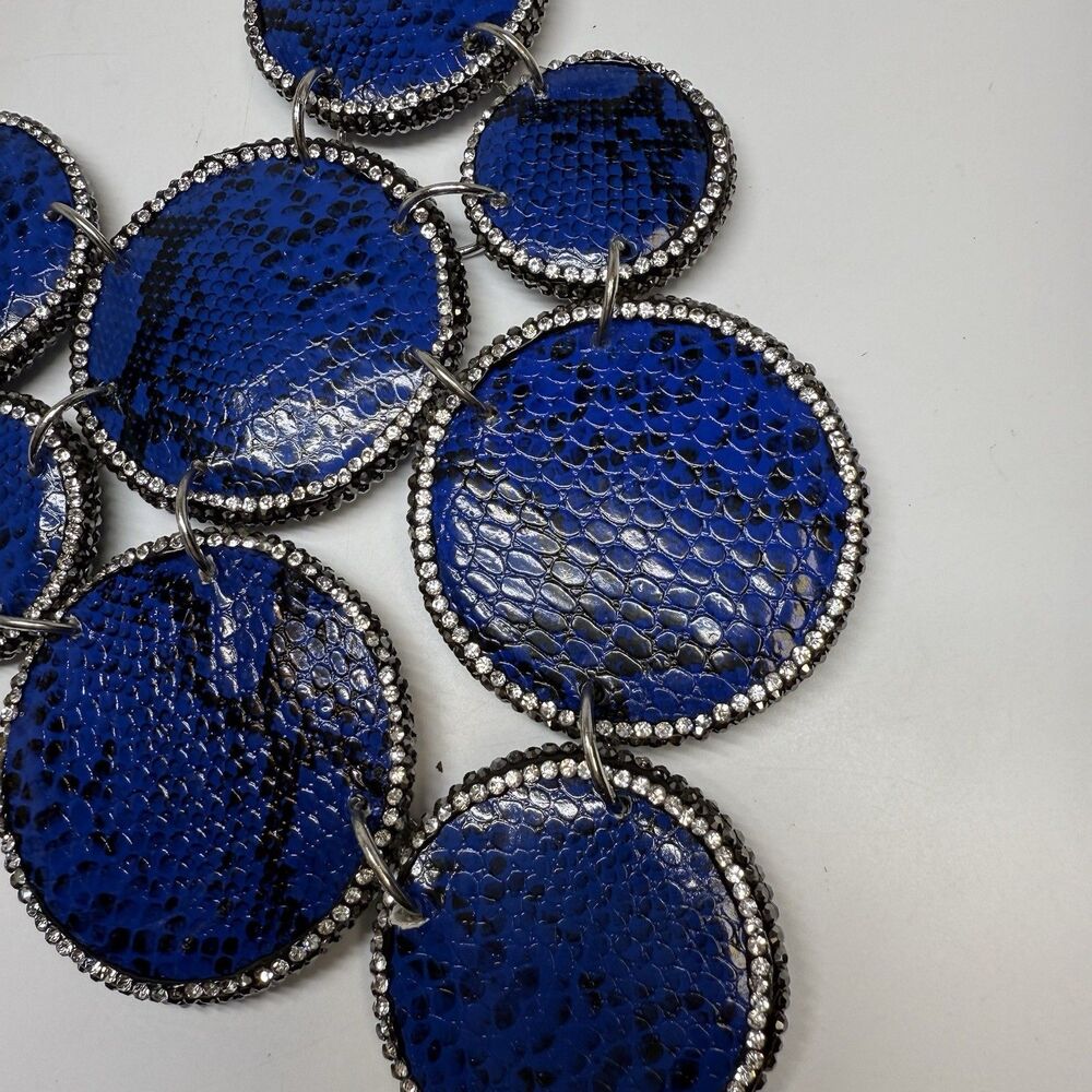 Sassy Jones Tizani Snake Print Natural Stone Royal Blue Statement Bib Necklace - Picture 3 of 7